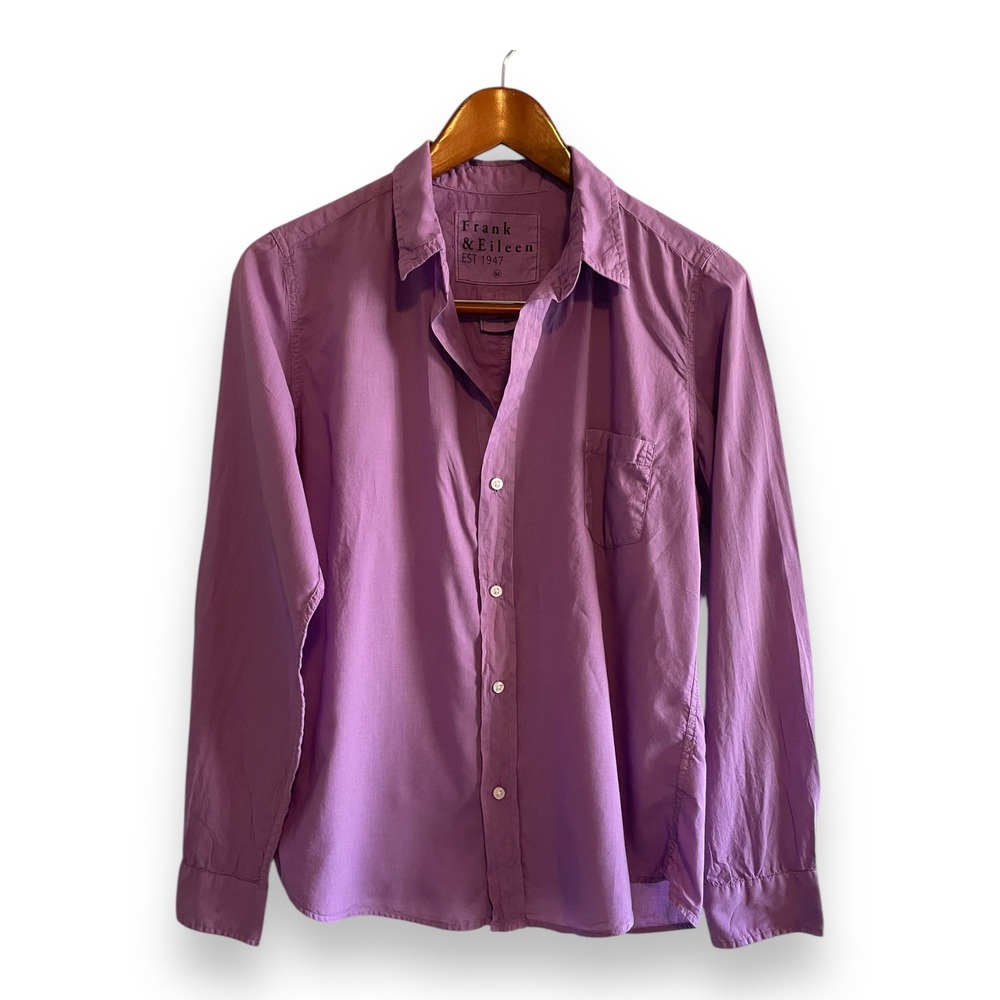 Frank & Eileen Barry Purple Organic Cotton Button Up Shirt Womens Medium